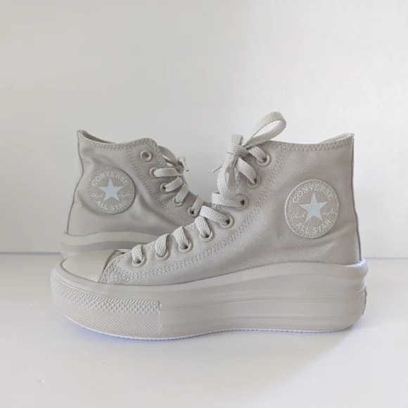 Converse Chuck Taylor All Star Move Edge Glow Platform Sneakers Pale Putty - Picture 2 of 12